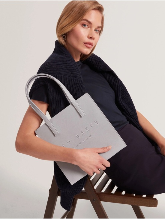 Ted Baker Handbags - Ted Baker Women’s Soocon Icon Grey Crosshatch Shopper Large Tote Bag